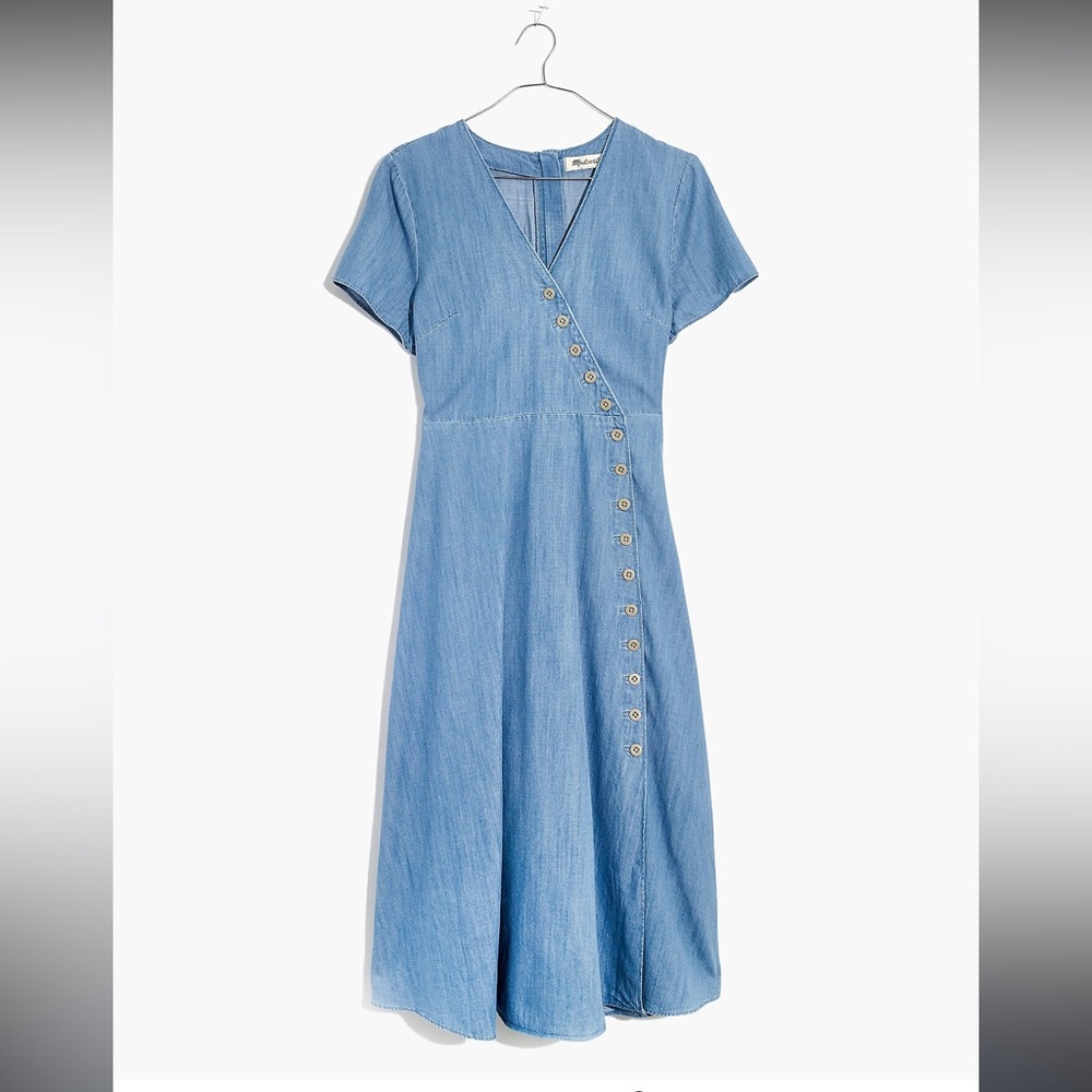 Madewell Indigo Button-Wrap Midi Dress Size 18